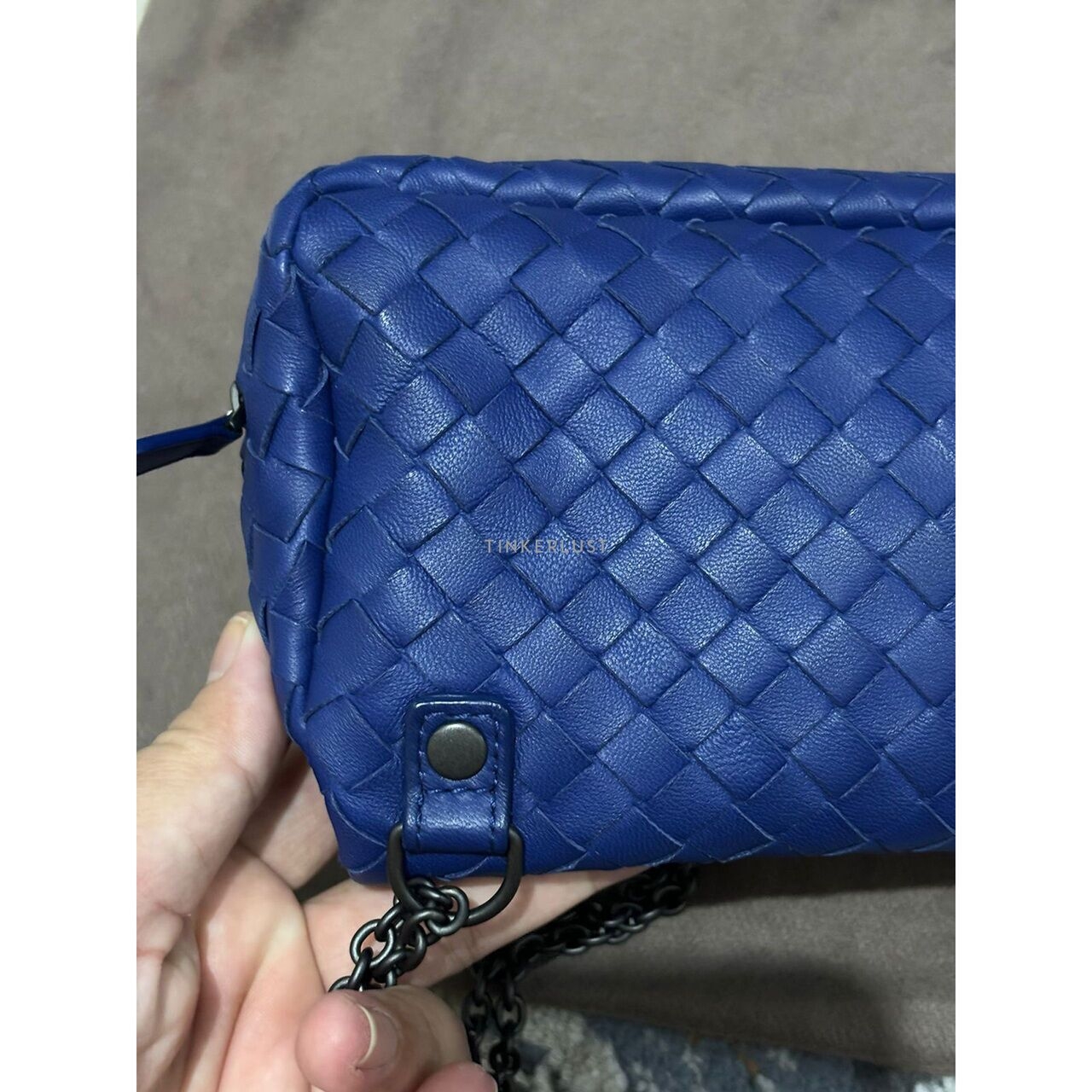 Bottega Veneta Intrecciato Flat Navy Nappa Leather Crossbody Bag