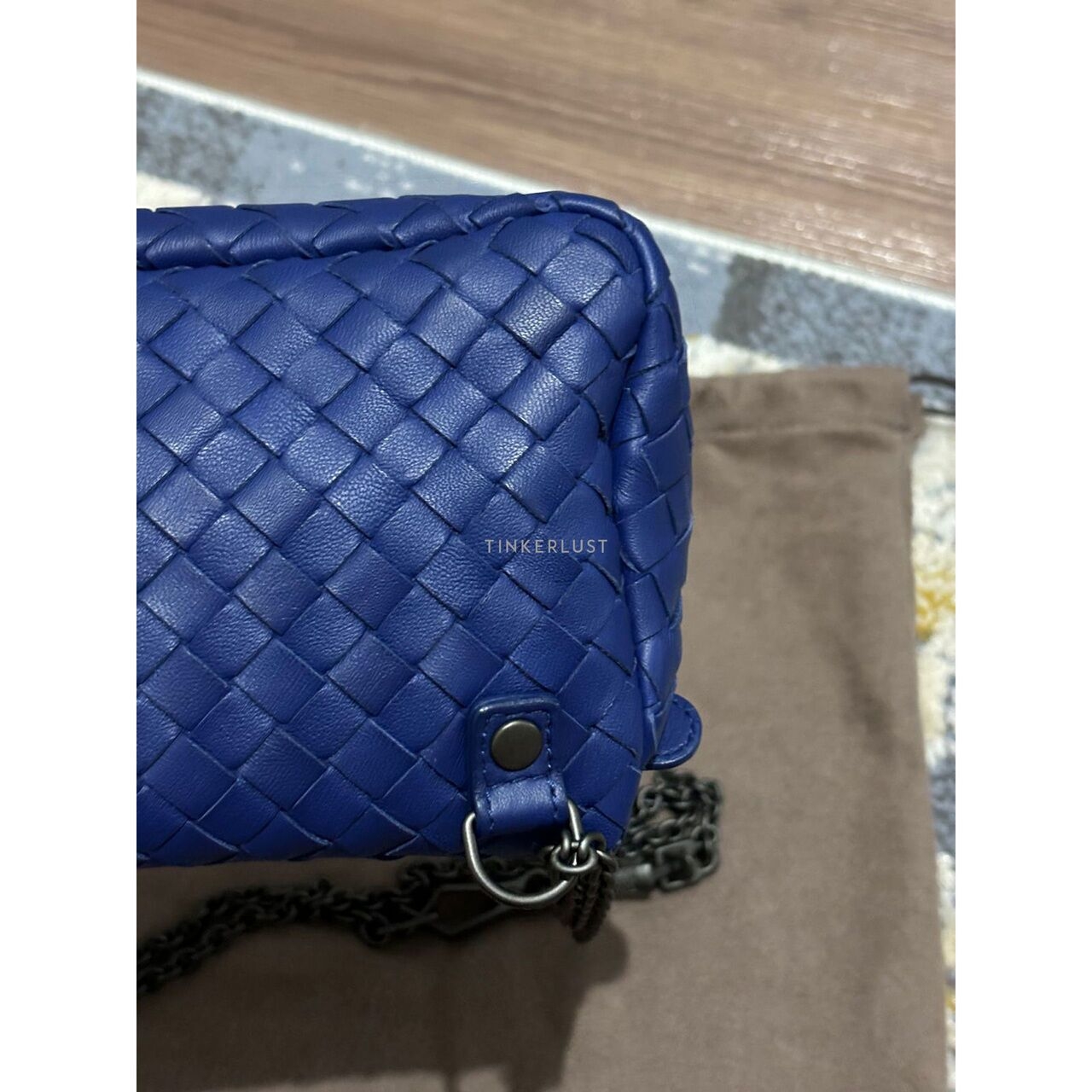 Bottega Veneta Intrecciato Flat Navy Nappa Leather Crossbody Bag