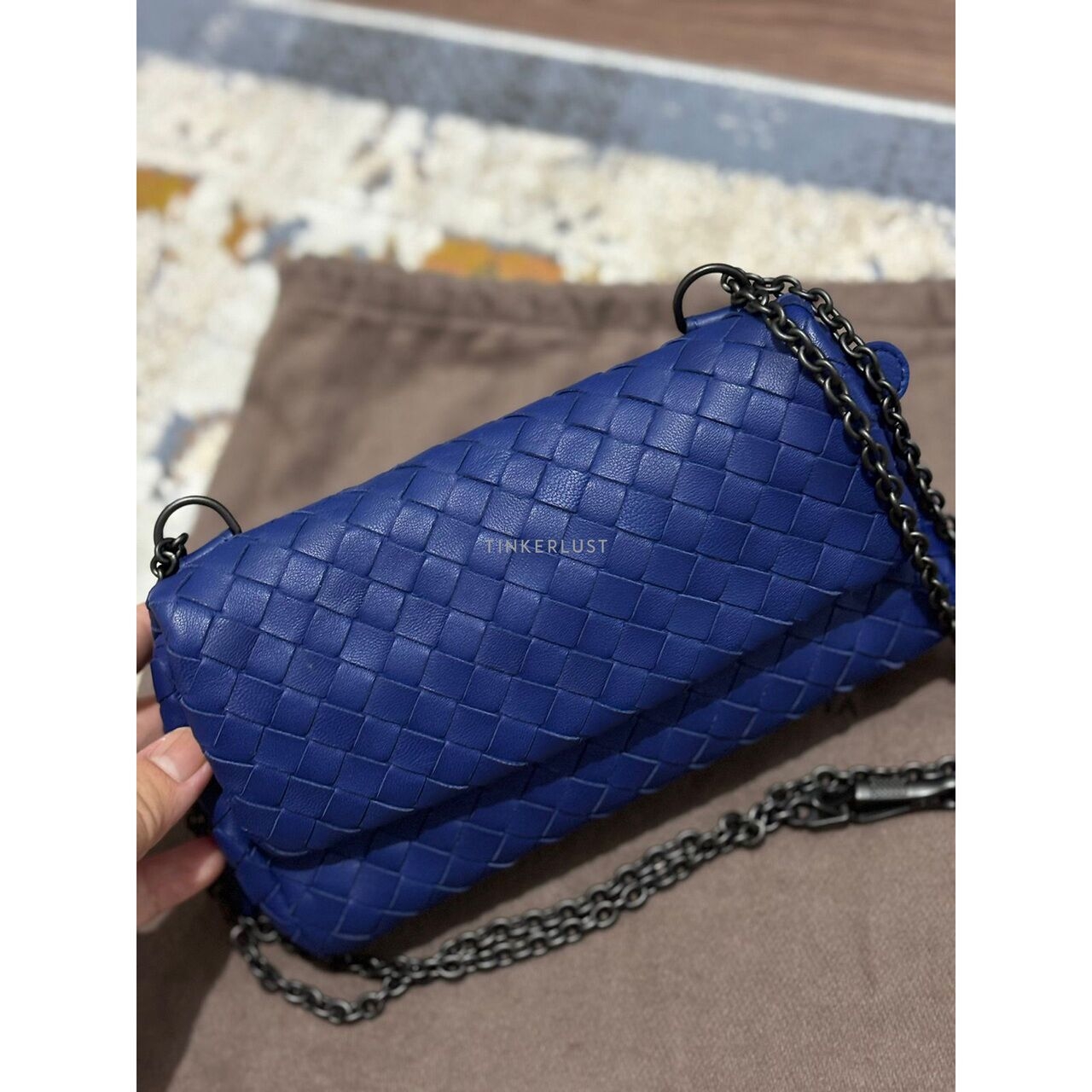 Bottega Veneta Intrecciato Flat Navy Nappa Leather Crossbody Bag