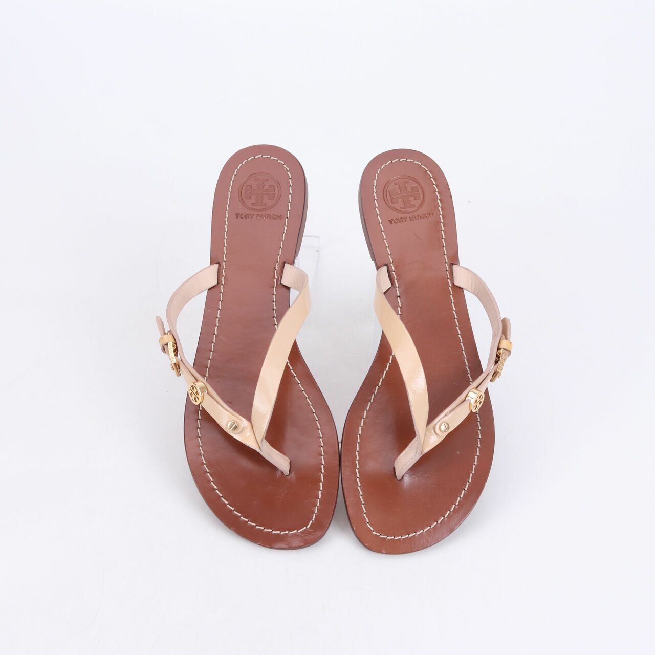 Tory Burch Monogram Flat Thong Brown Sandals