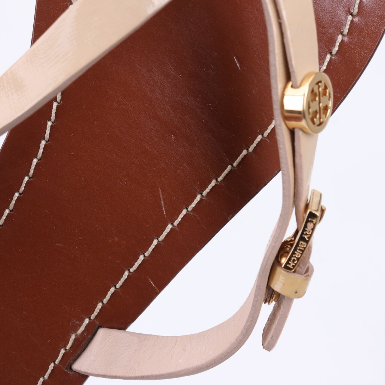 Tory Burch Monogram Flat Thong Brown Sandals