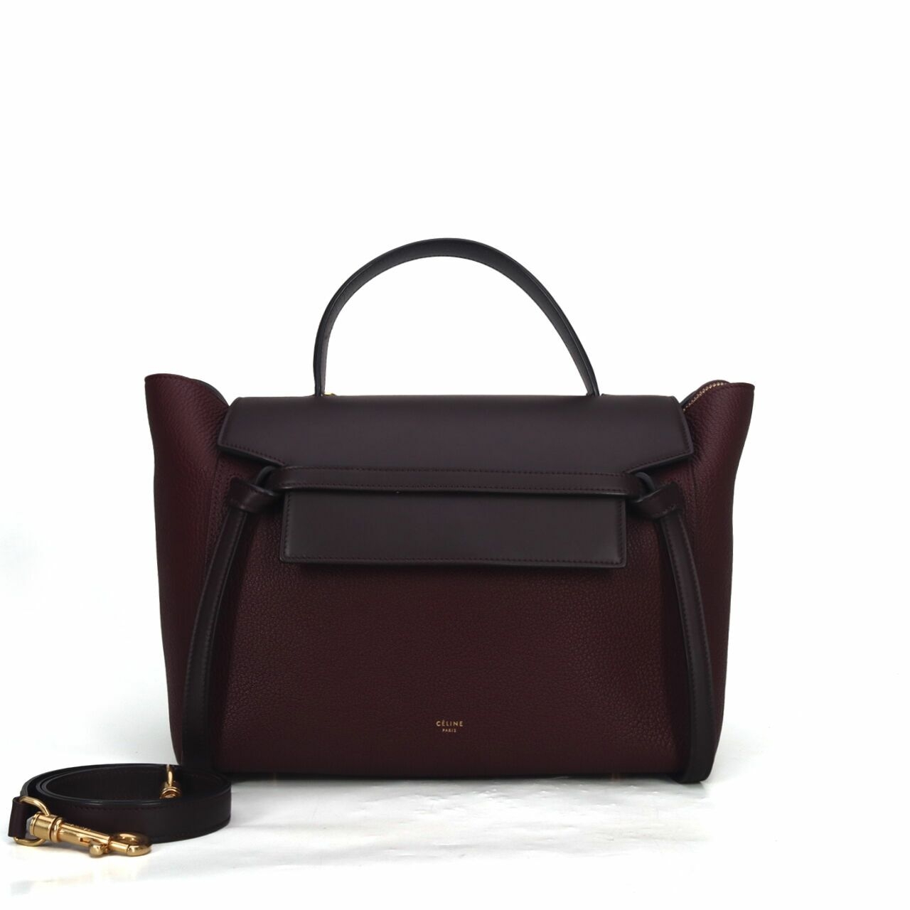 Celine Mini Belt Red Wine Grained Calfskin Satchel