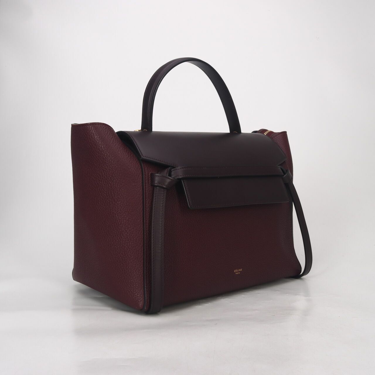 Celine Mini Belt Red Wine Grained Calfskin Satchel