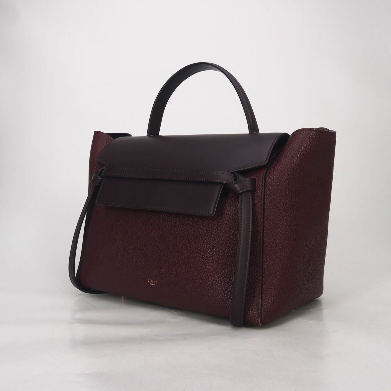 Celine Mini Belt Red Wine Grained Calfskin Satchel