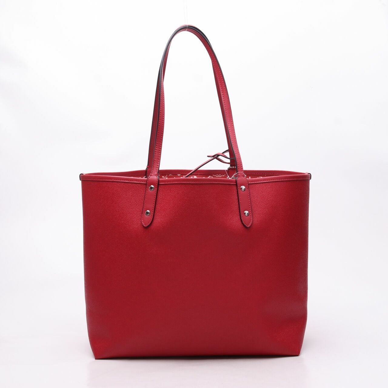 Coach F67482 Lace Heart Print Reversible City Red Tote Bag