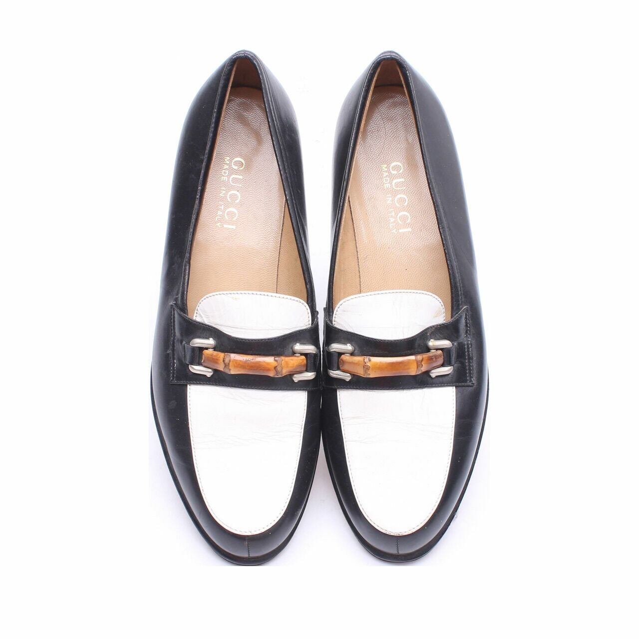 Gucci Black & White Loafers Flats Shoes