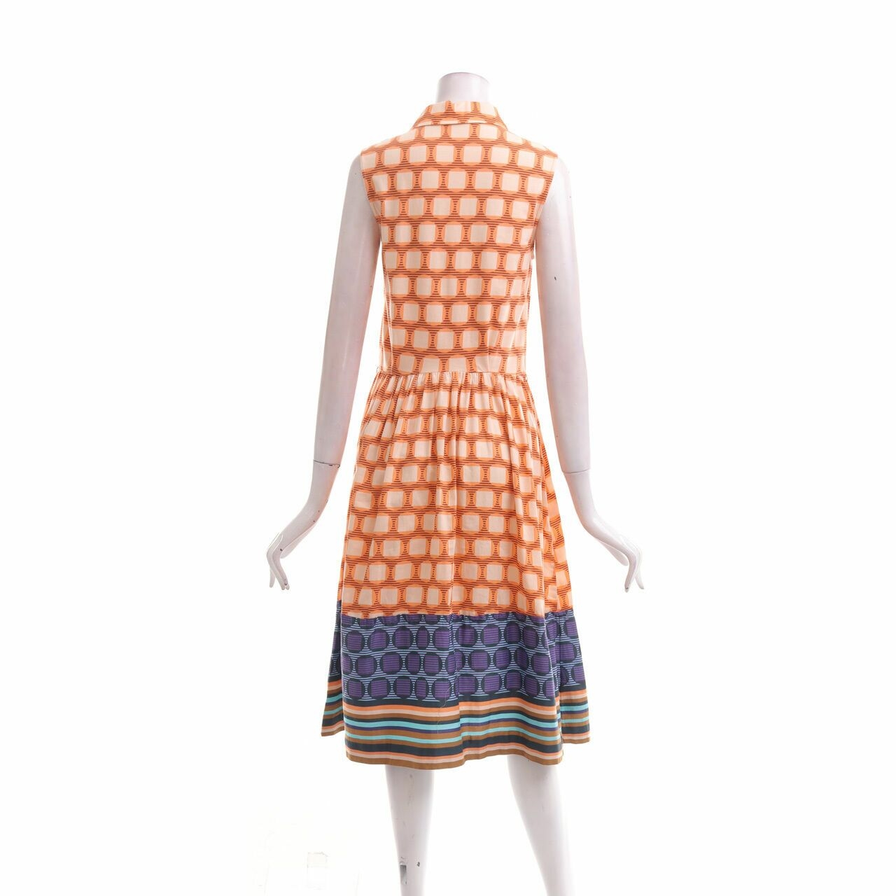 Mango Orange Patterned Midi Dress