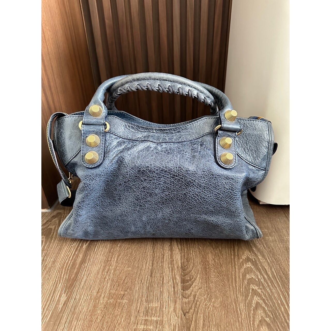 Balenciaga City Gold GHW Blue Handbag