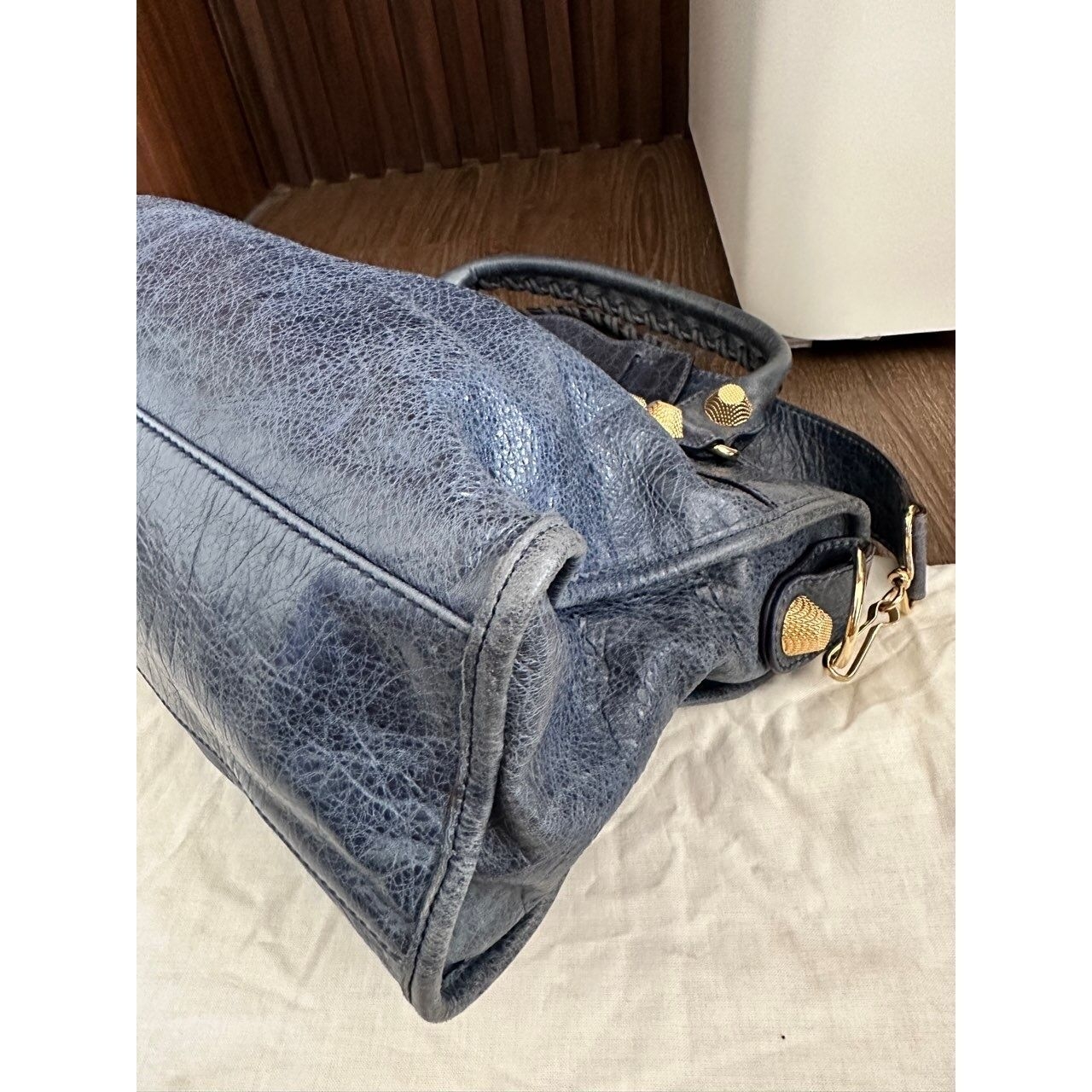 Balenciaga City Gold GHW Blue Handbag