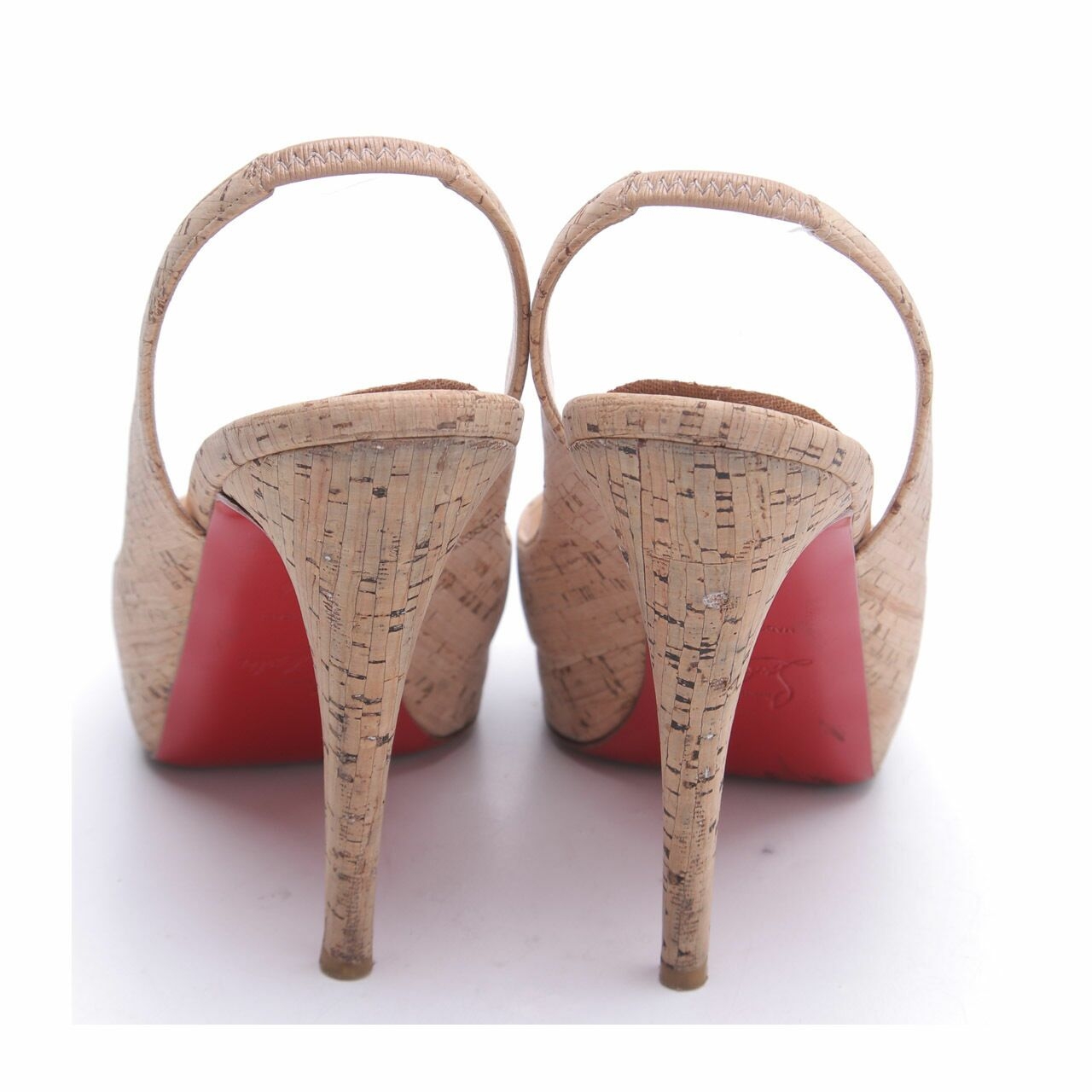 Christian Louboutin Cork No Prive 120 Sling Back Pump Shoes Brown Heels