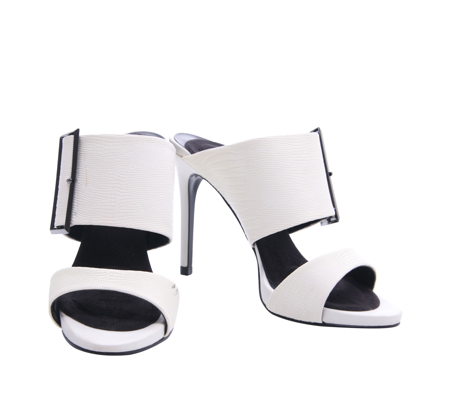 Charles & keith White Buckle Mules Heels