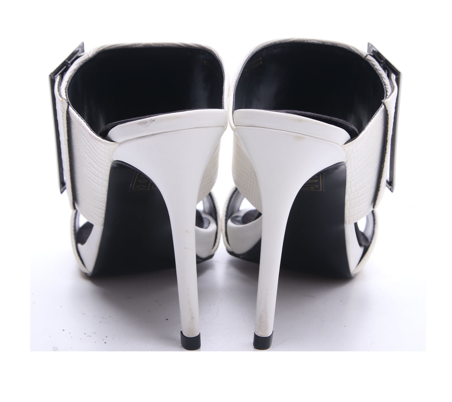 Charles & keith White Buckle Mules Heels