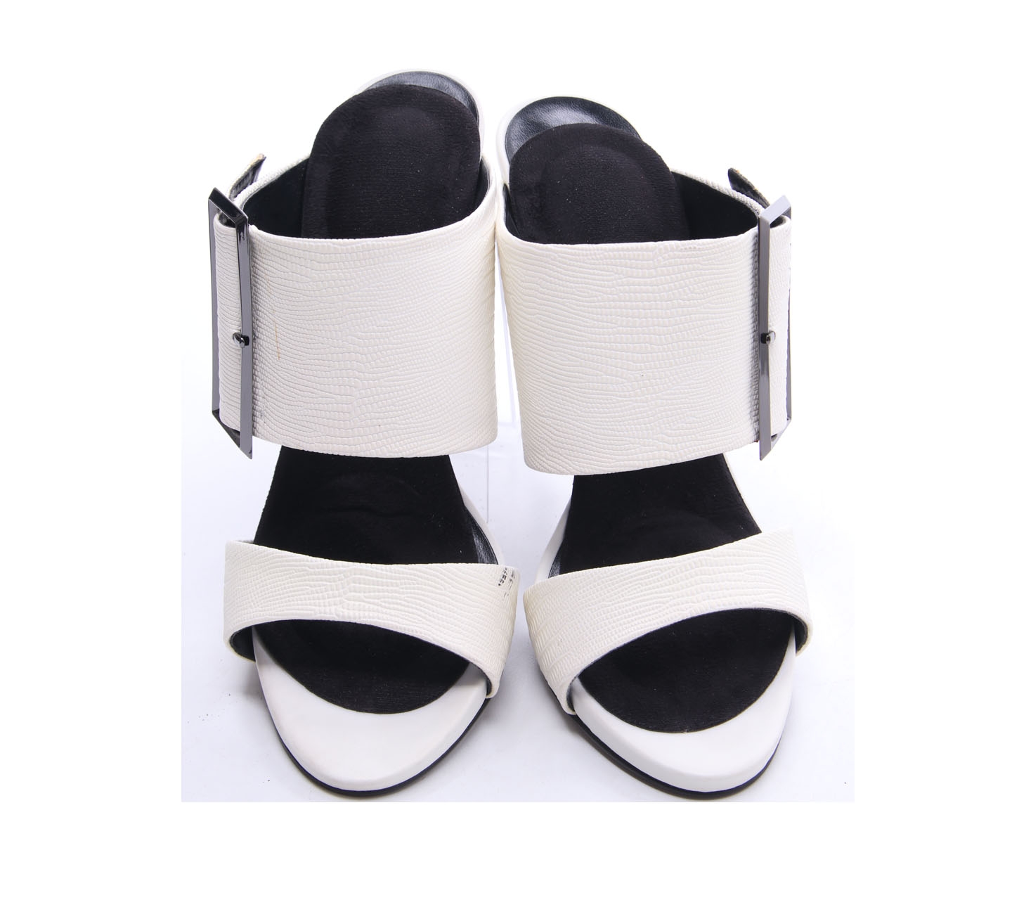 Charles & keith White Buckle Mules Heels