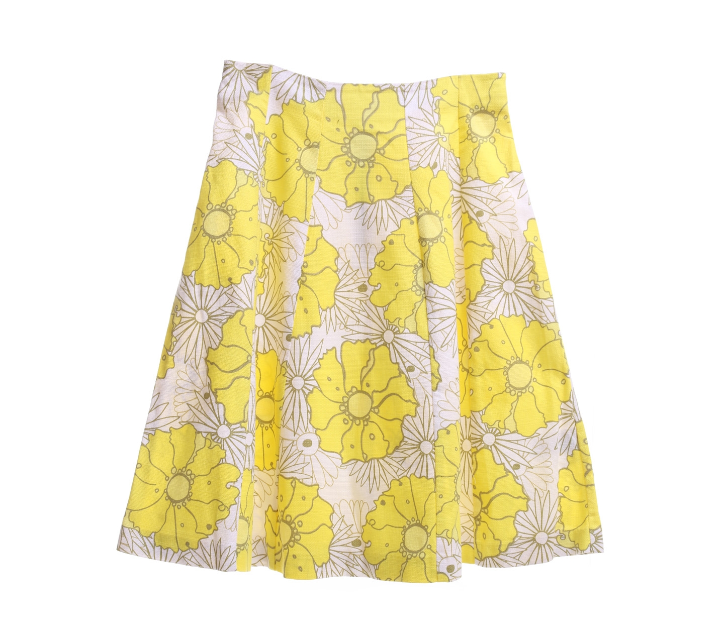 Topshop Yellow & White Floral Midi Skirt