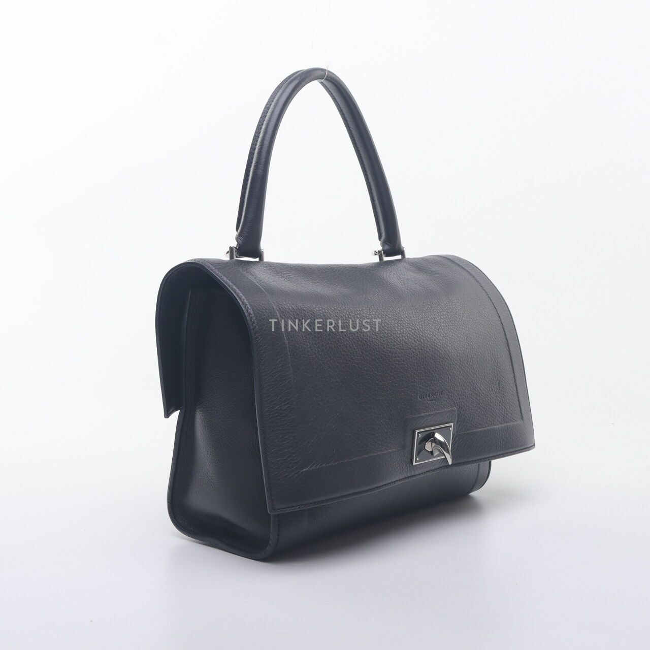 Givenchy Black Grained Calfskin Medium Shark Lock Satchel