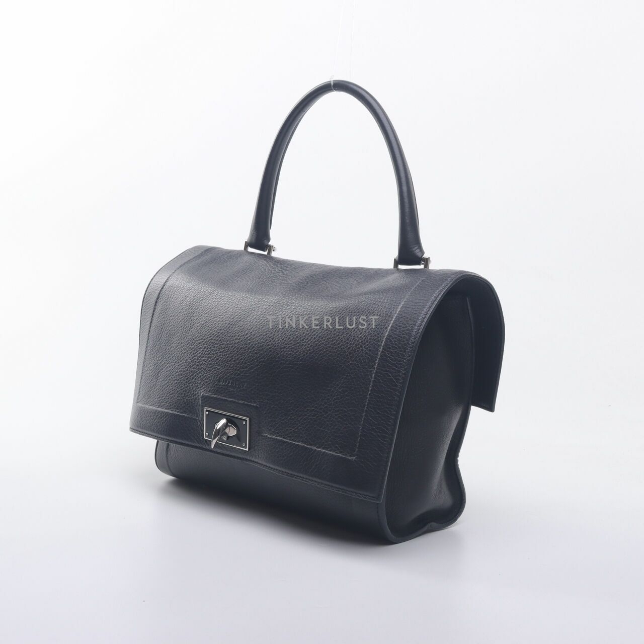 Givenchy Black Grained Calfskin Medium Shark Lock Satchel