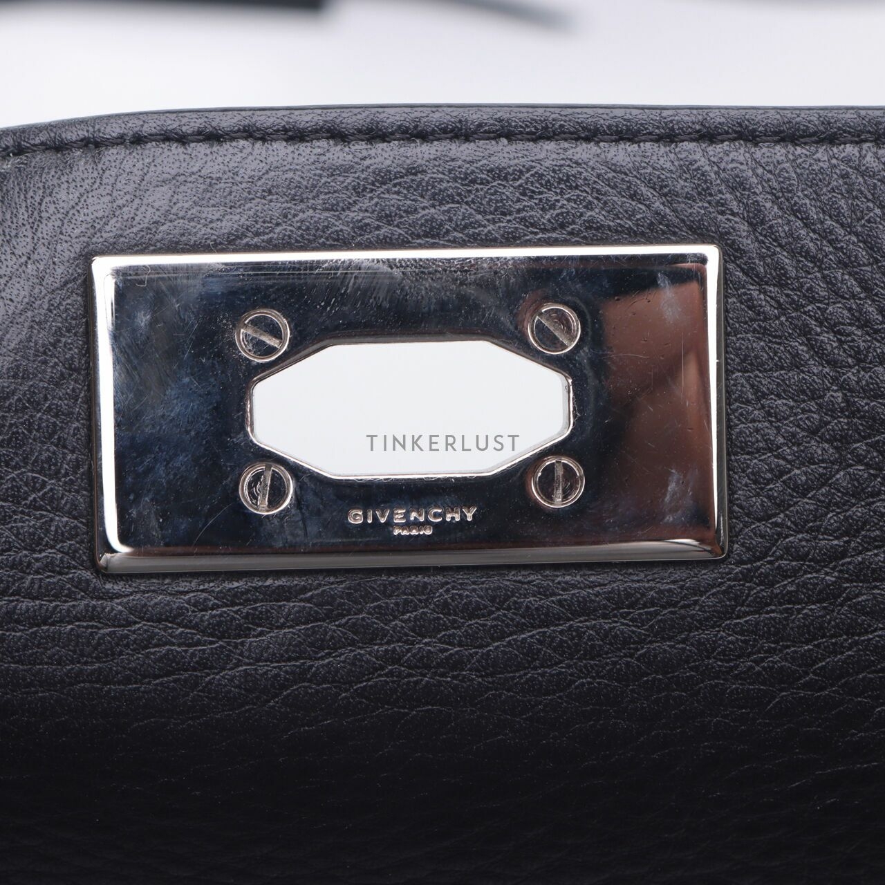 Givenchy Black Grained Calfskin Medium Shark Lock Satchel