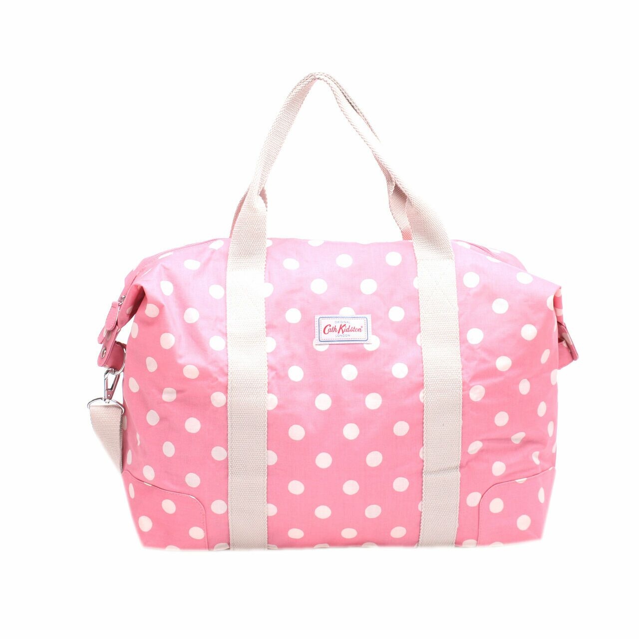 Cath Kidston Pink & Off White Polkadots Large Duffle Bag with long strap and pouch Tote Bag