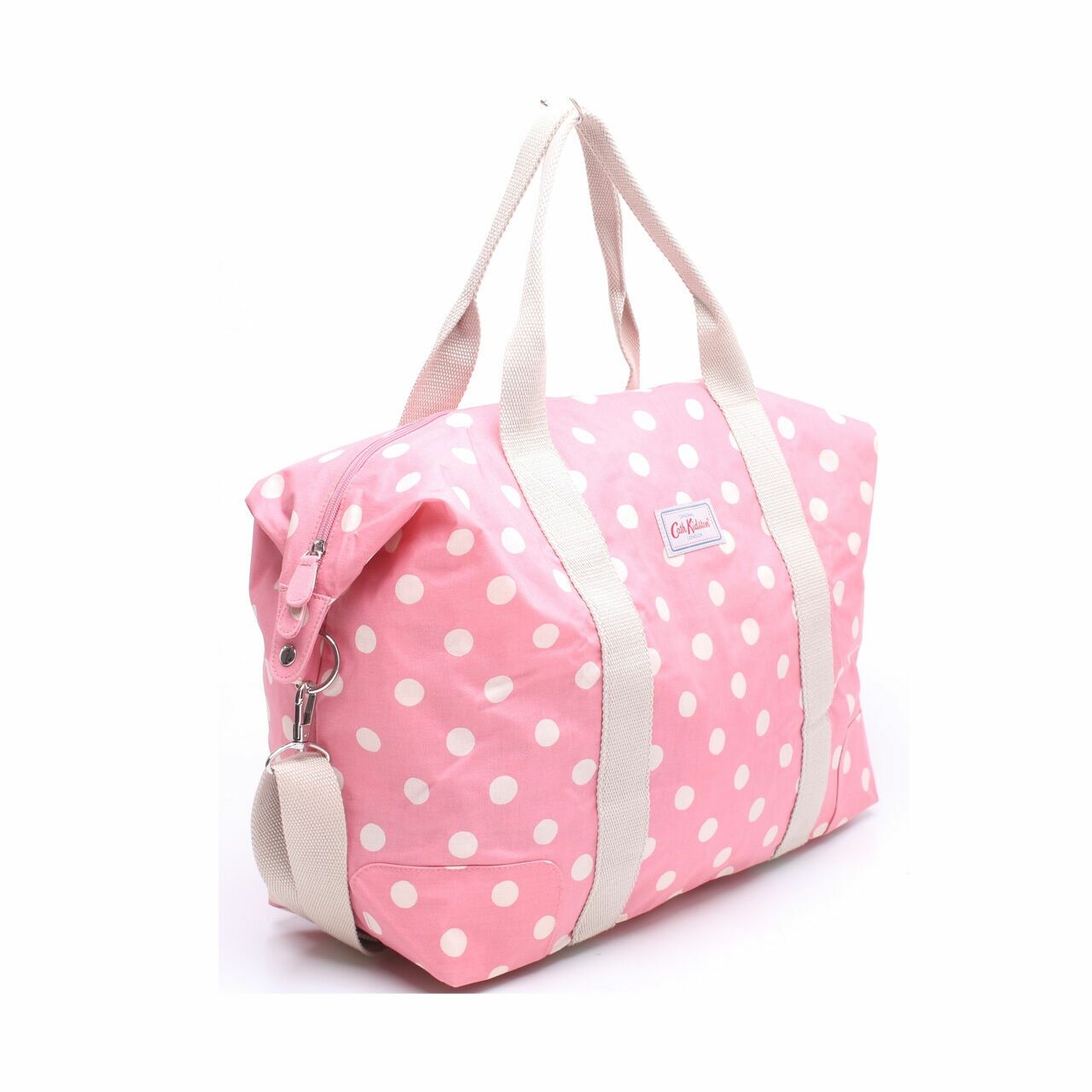 Cath Kidston Pink & Off White Polkadots Large Duffle Bag with long strap and pouch Tote Bag