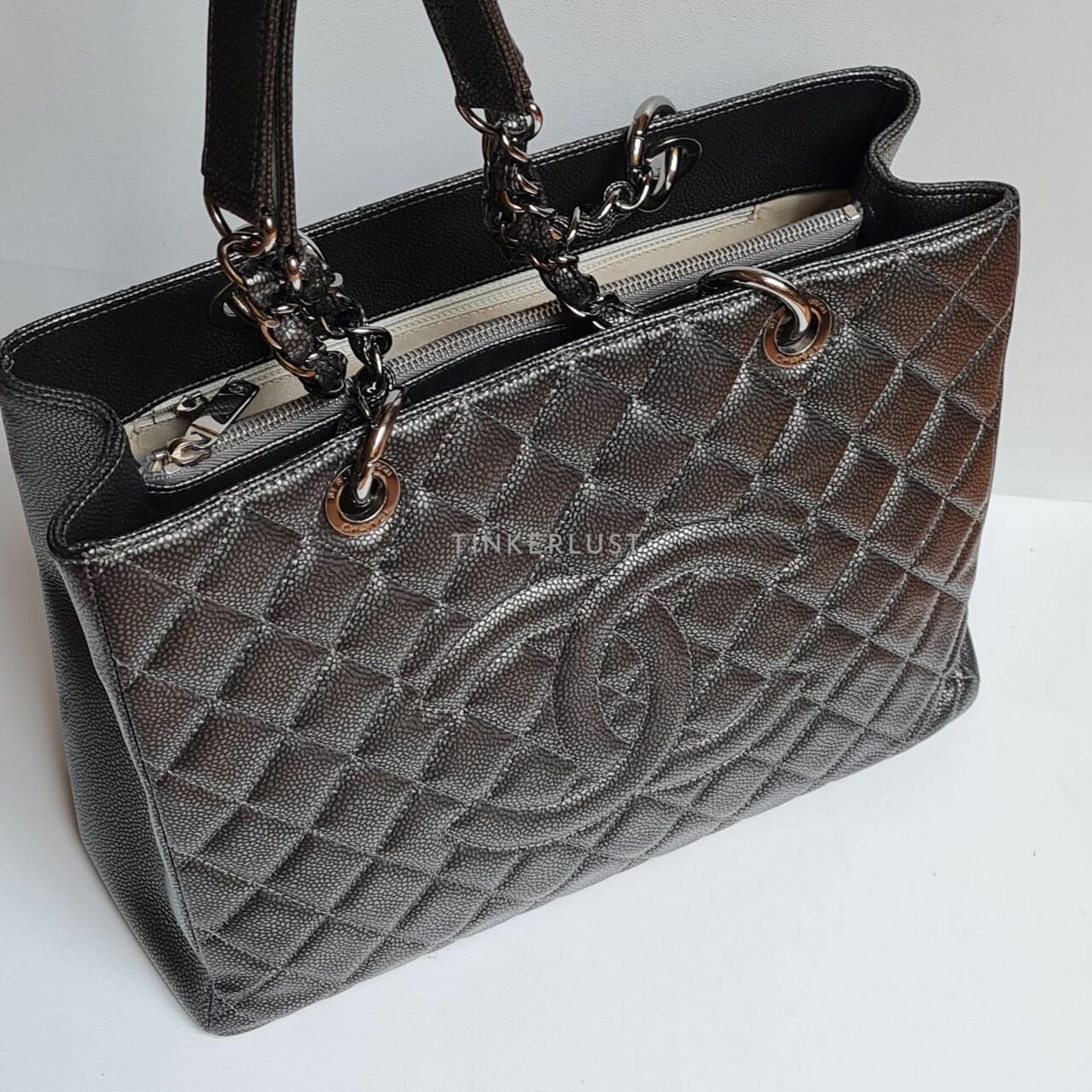 Chanel GST Grey Metalic SHW #15 Tote Bag