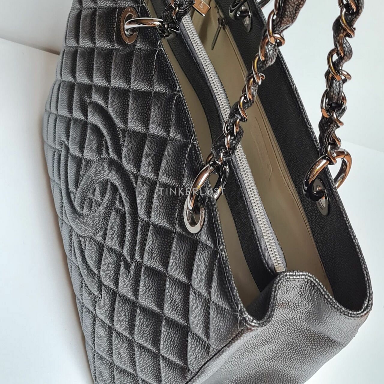 Chanel GST Grey Metalic SHW #15 Tote Bag