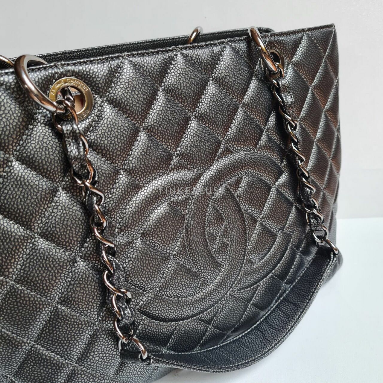 Chanel GST Grey Metalic SHW #15 Tote Bag