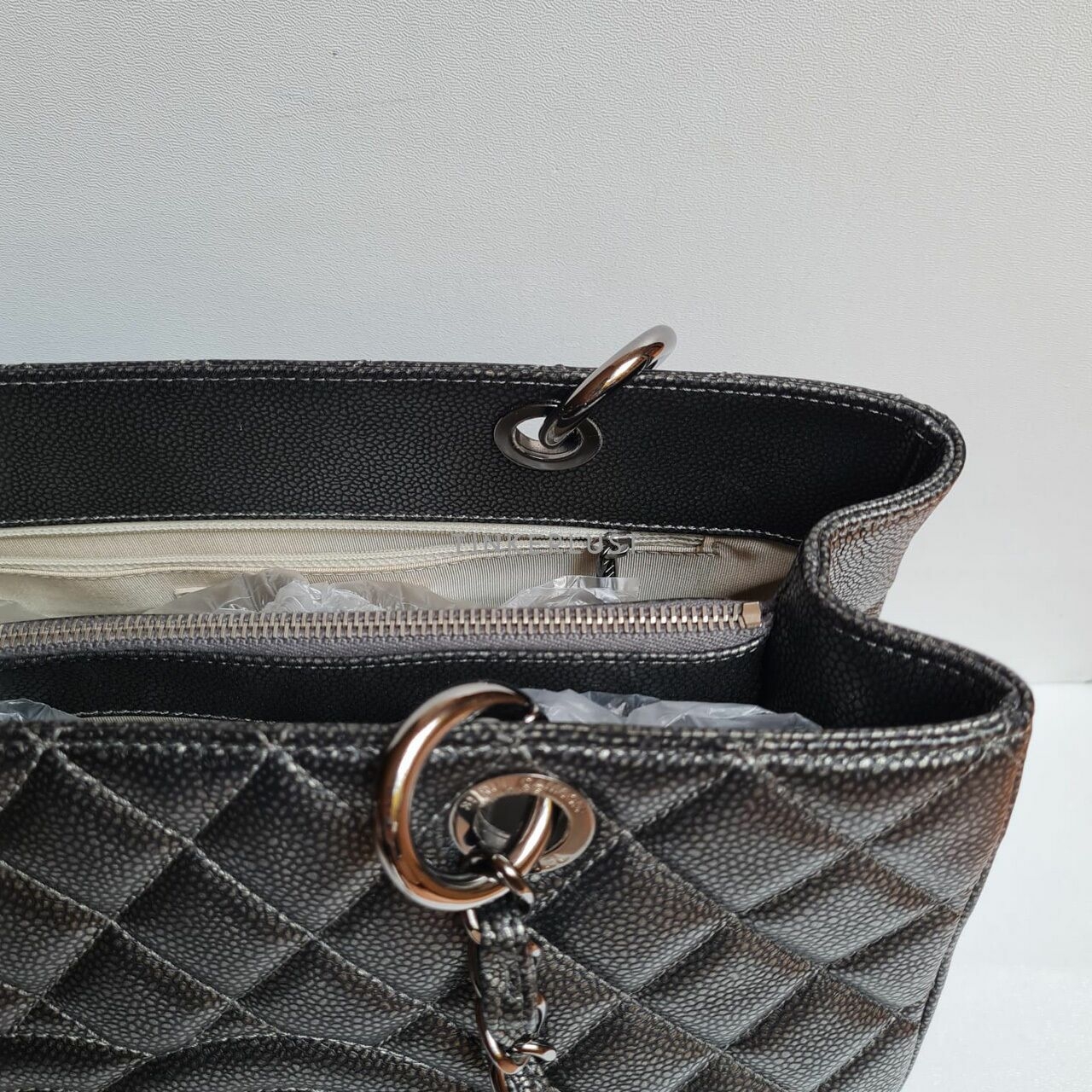 Chanel GST Grey Metalic SHW #15 Tote Bag