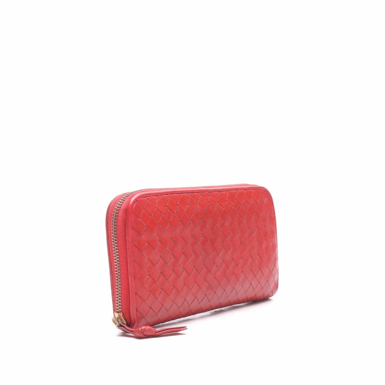 Bottega Veneta Red Round Long Zip Around Wallet