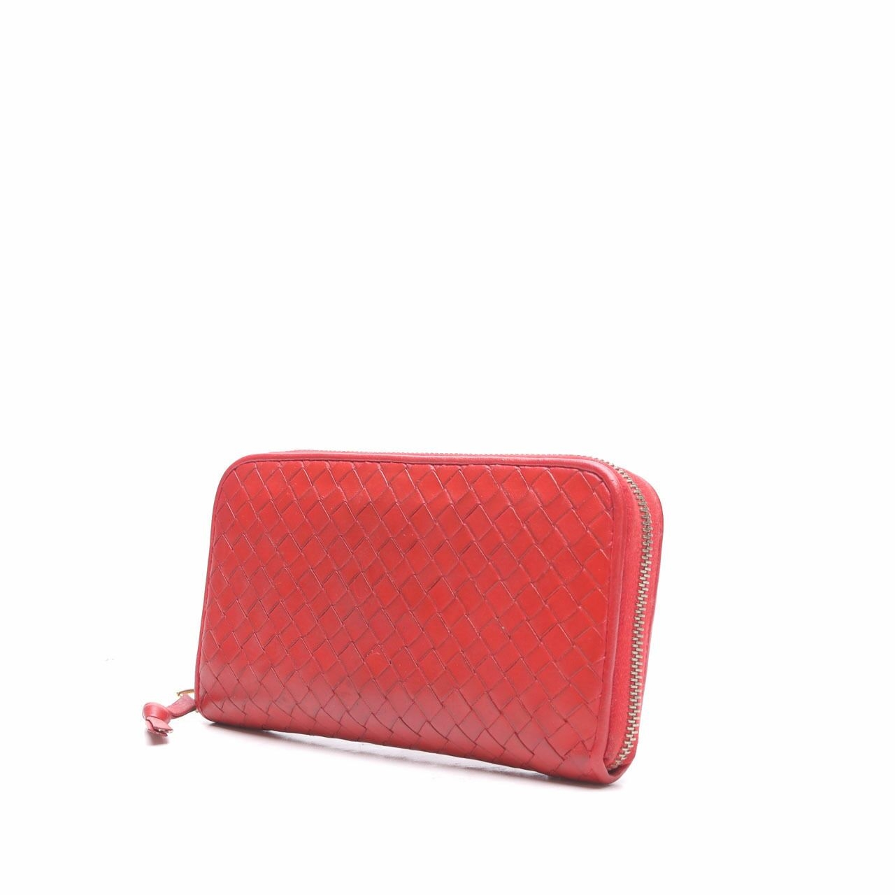 Bottega Veneta Red Round Long Zip Around Wallet