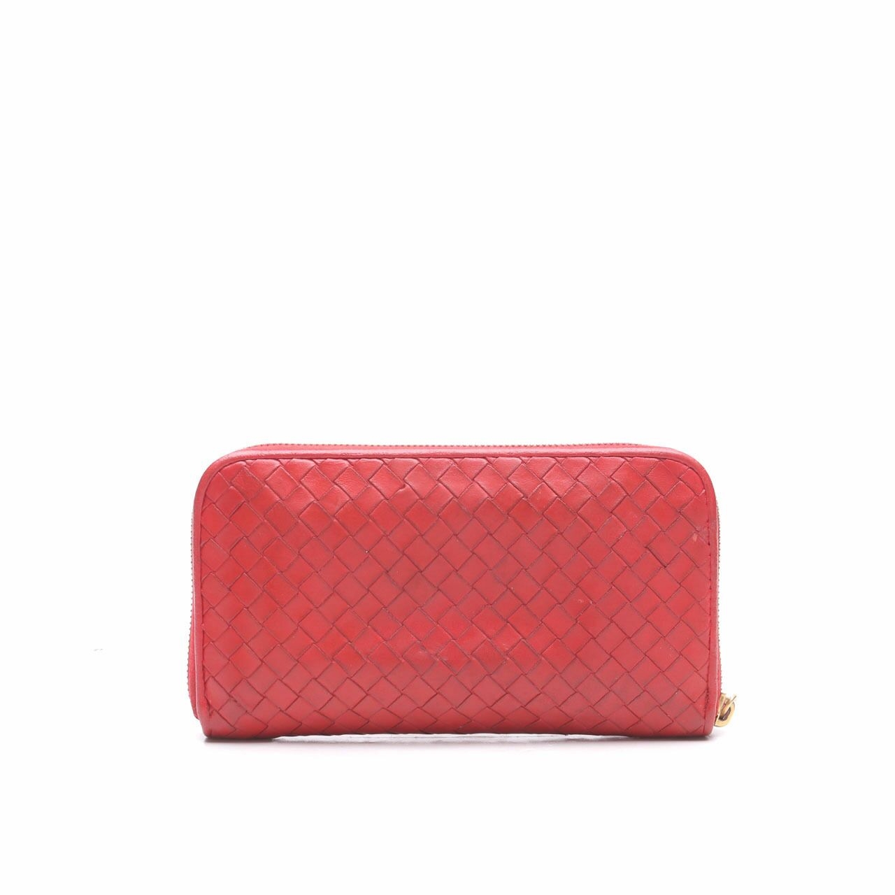 Bottega Veneta Red Round Long Zip Around Wallet