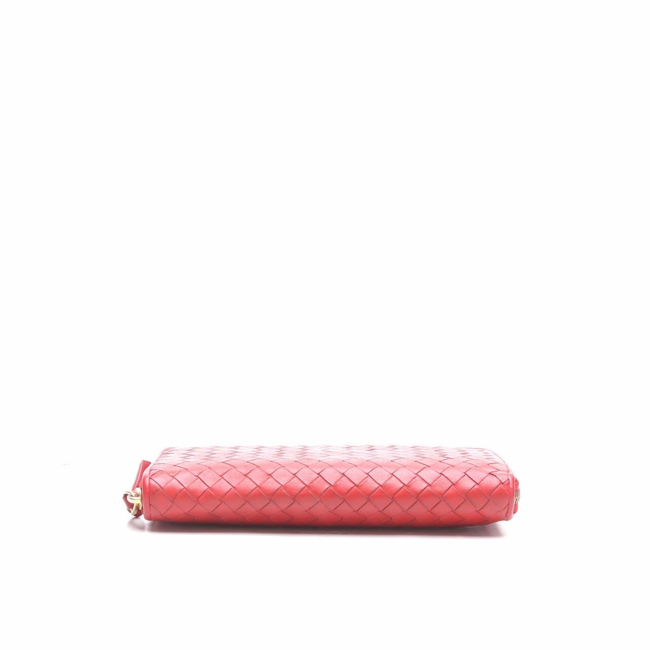 Bottega Veneta Red Round Long Zip Around Wallet