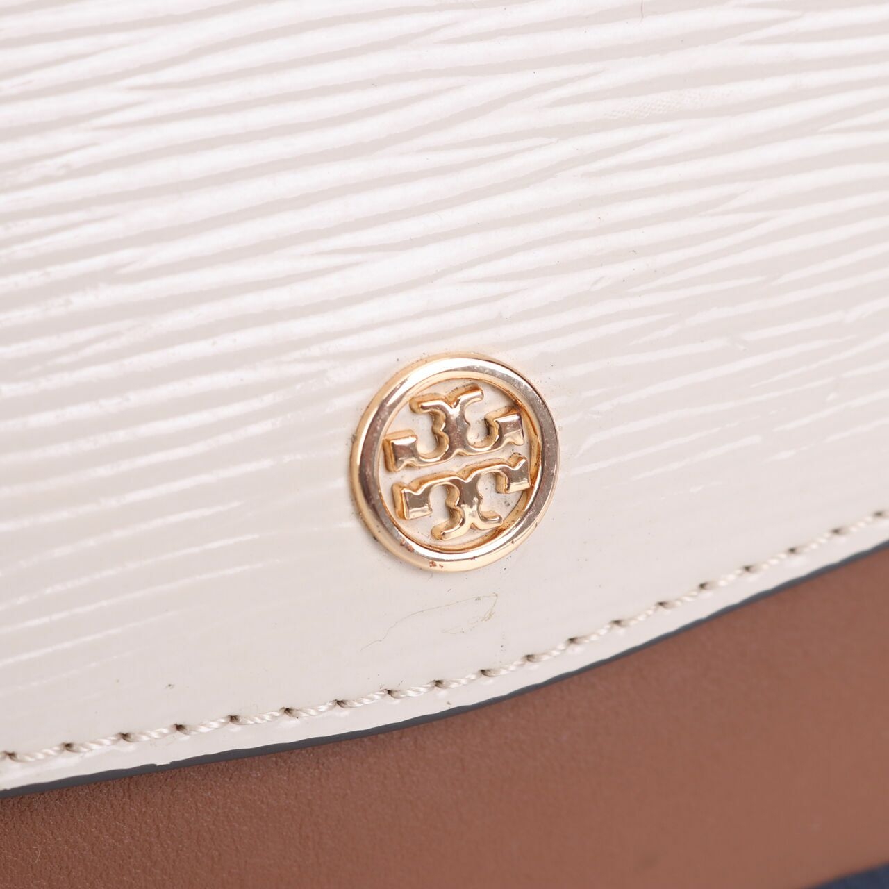 Tory Burch Off White/Navy/Brown Satchel Bag