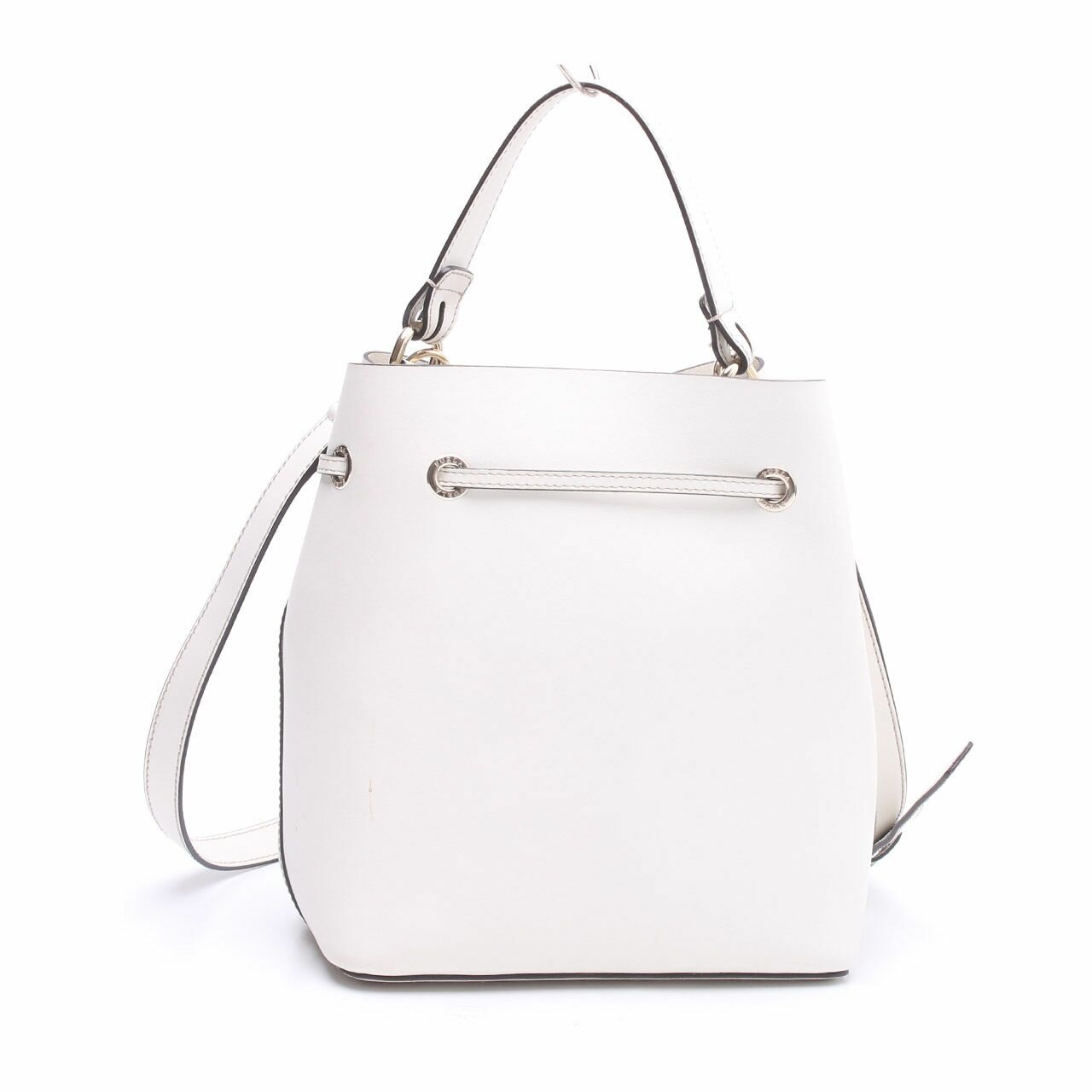 Furla Stacy Mini Laser Cut Off White Leather Bucket Satchel