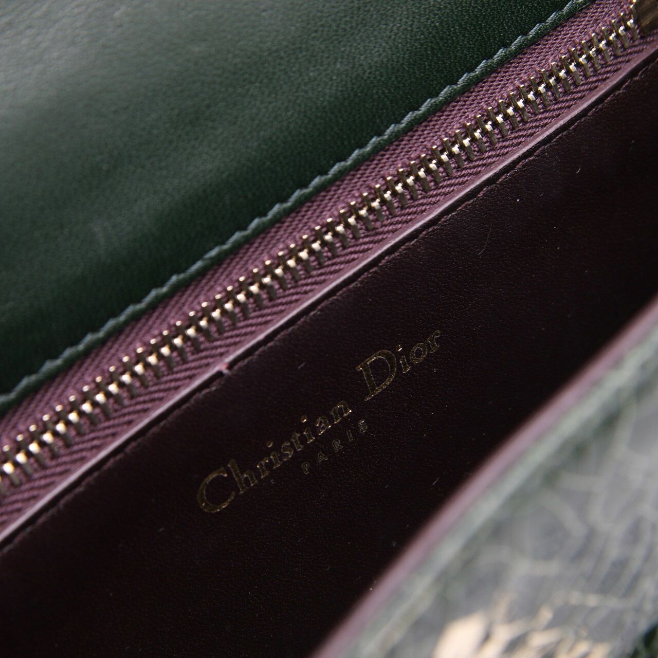 Christian Dior Diorama Small Dark Green Patent Leather Sling Bag