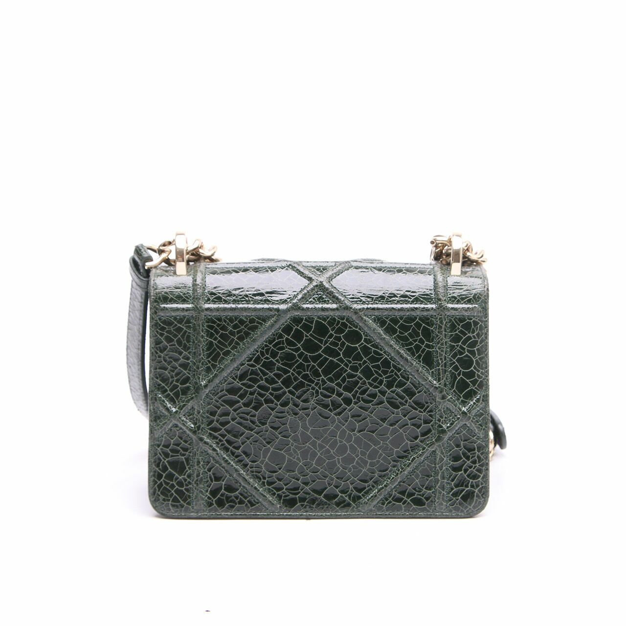 Christian Dior Diorama Small Dark Green Patent Leather Sling Bag