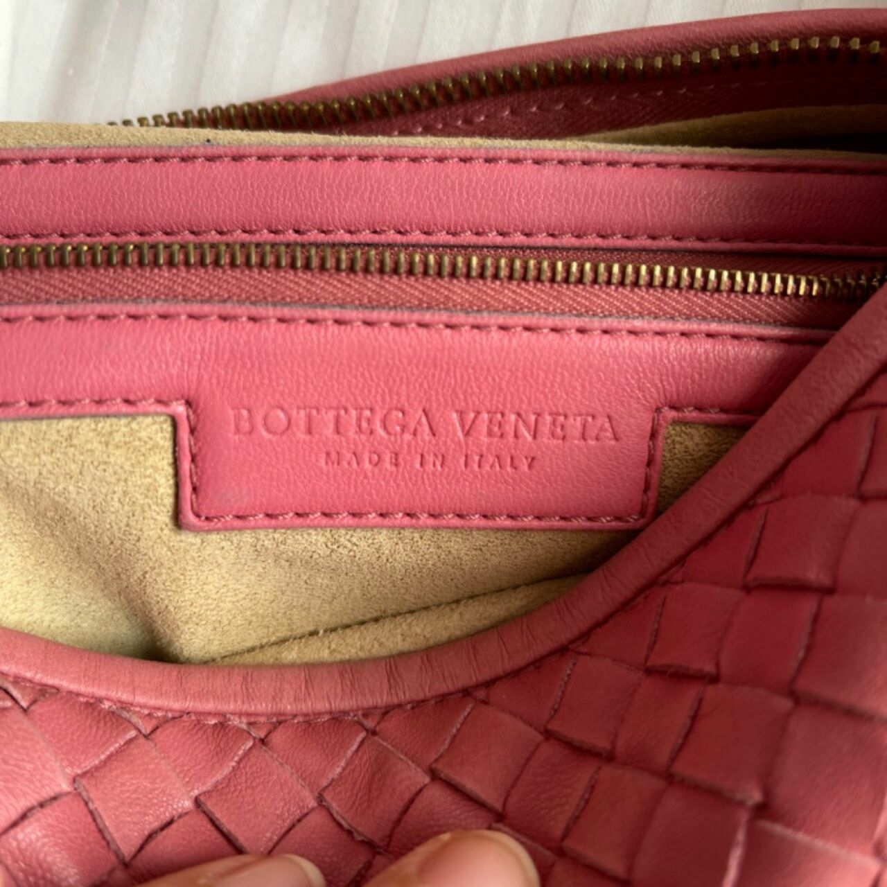 Bottega Veneta Pink Intrecciato Chain Hobo Bag