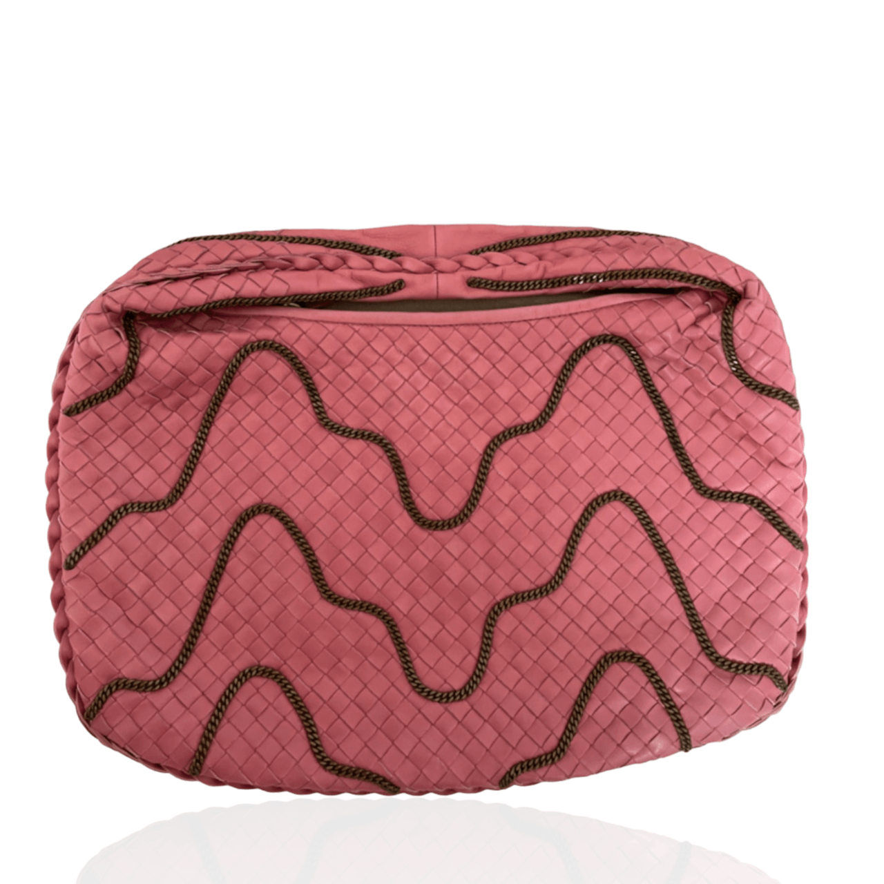 Bottega Veneta Pink Intrecciato Chain Hobo Bag