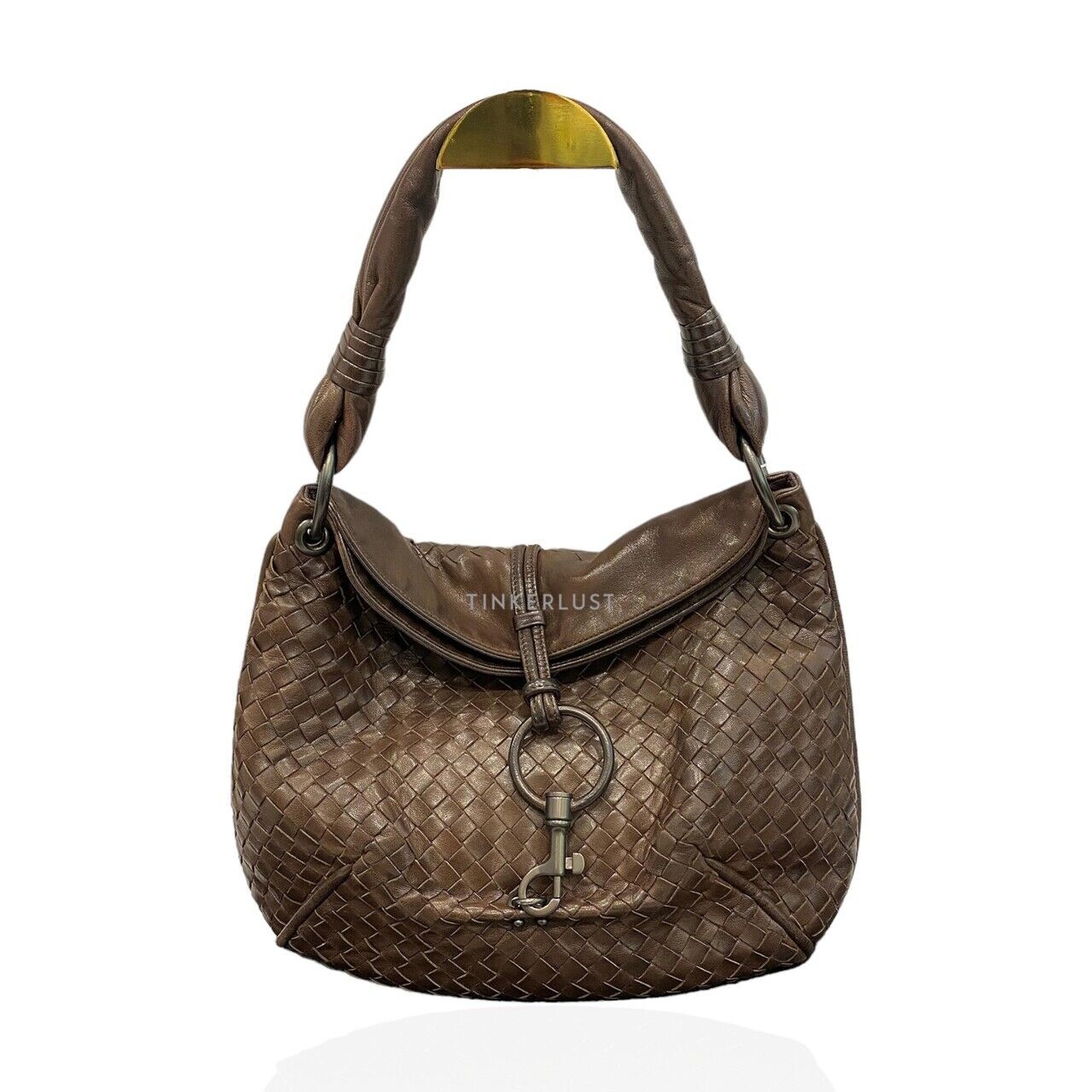 Bottega Veneta Hobo Hook Clasp Intrecciato Brown SHW Shoulder Bag