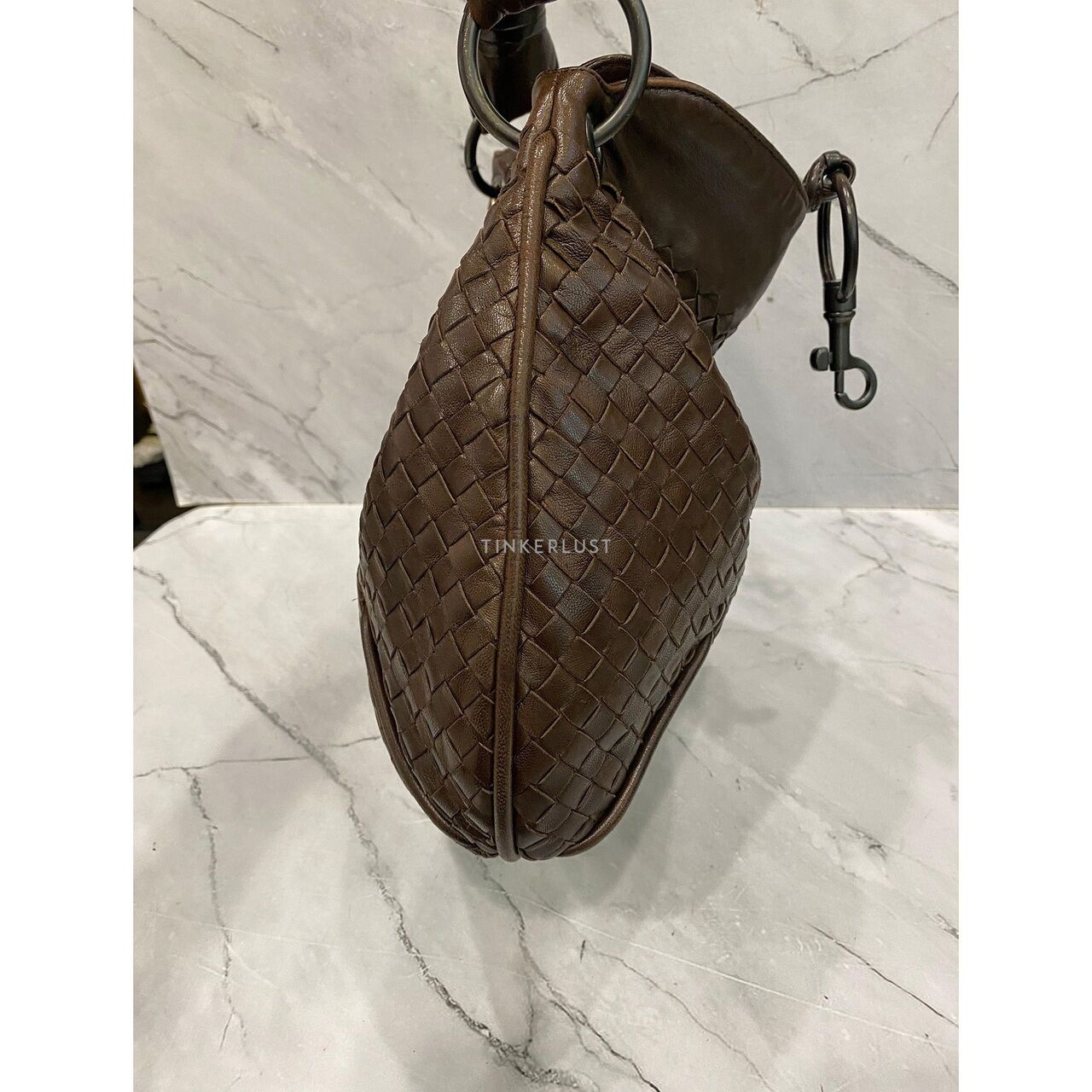 Bottega Veneta Hobo Hook Clasp Intrecciato Brown SHW Shoulder Bag