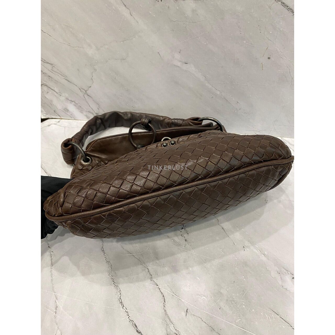 Bottega Veneta Hobo Hook Clasp Intrecciato Brown SHW Shoulder Bag