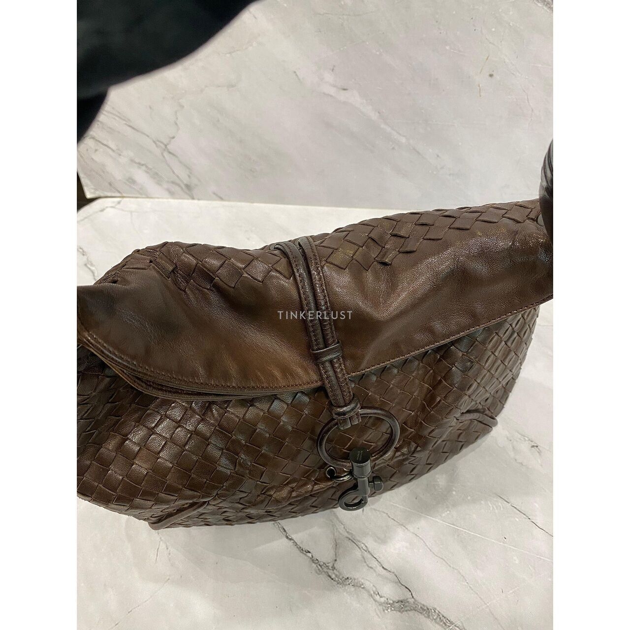 Bottega Veneta Hobo Hook Clasp Intrecciato Brown SHW Shoulder Bag