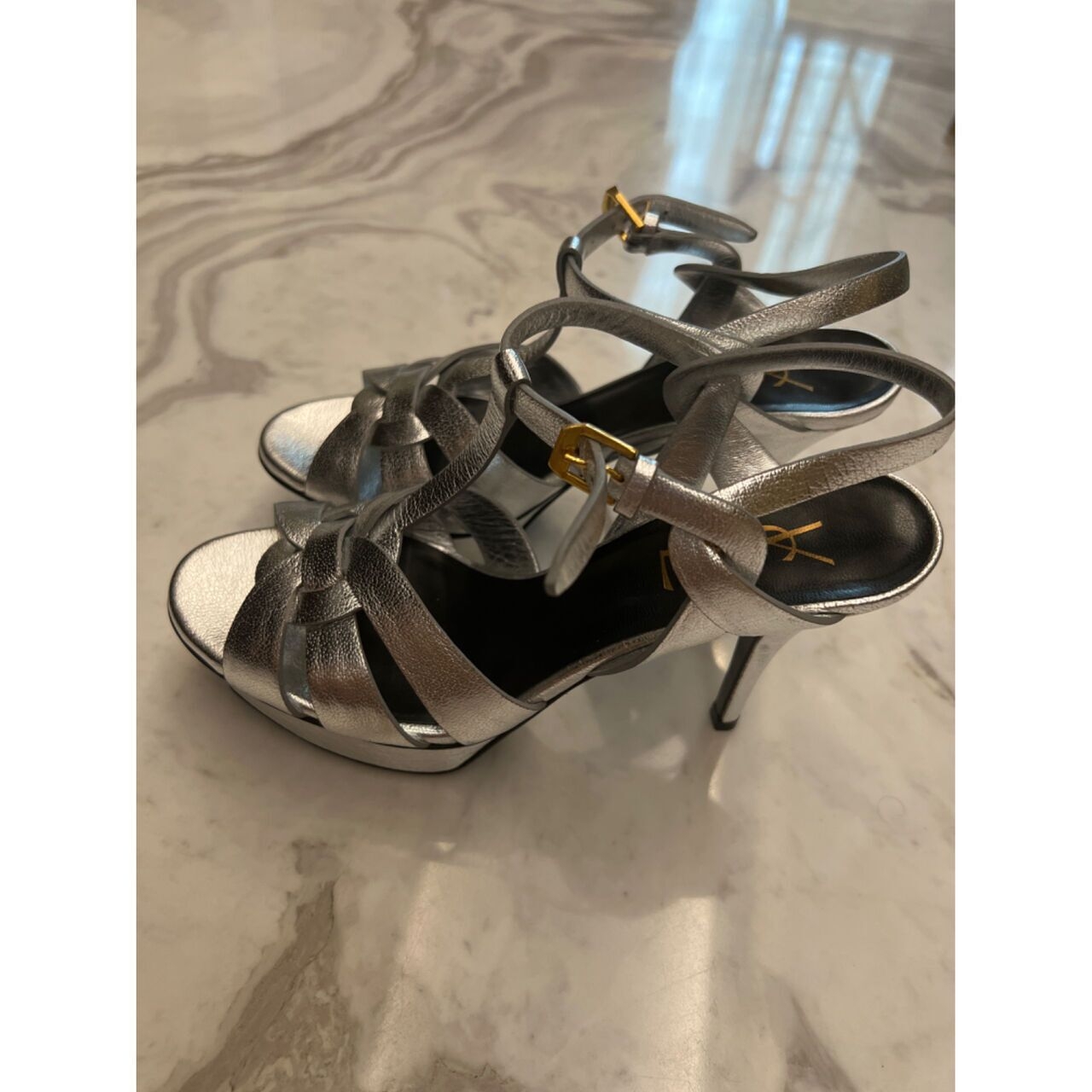 Saint Laurent Tribute Silver Heels