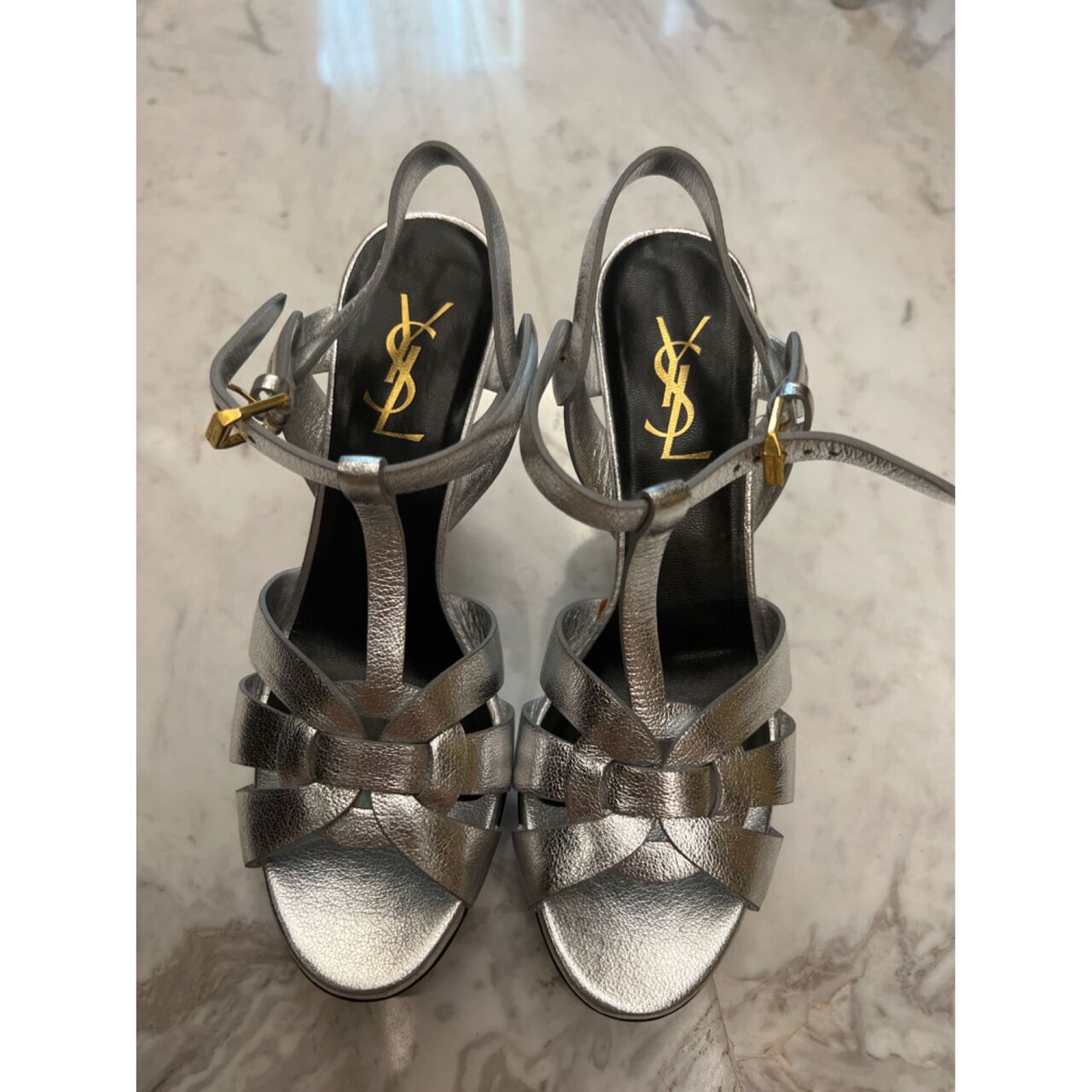 Saint Laurent Tribute Silver Heels