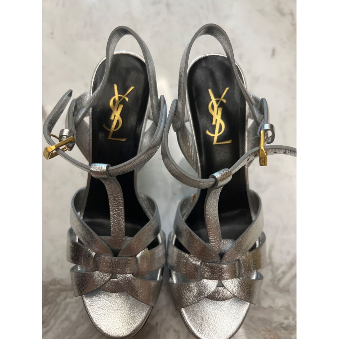 Saint Laurent Tribute Silver Heels