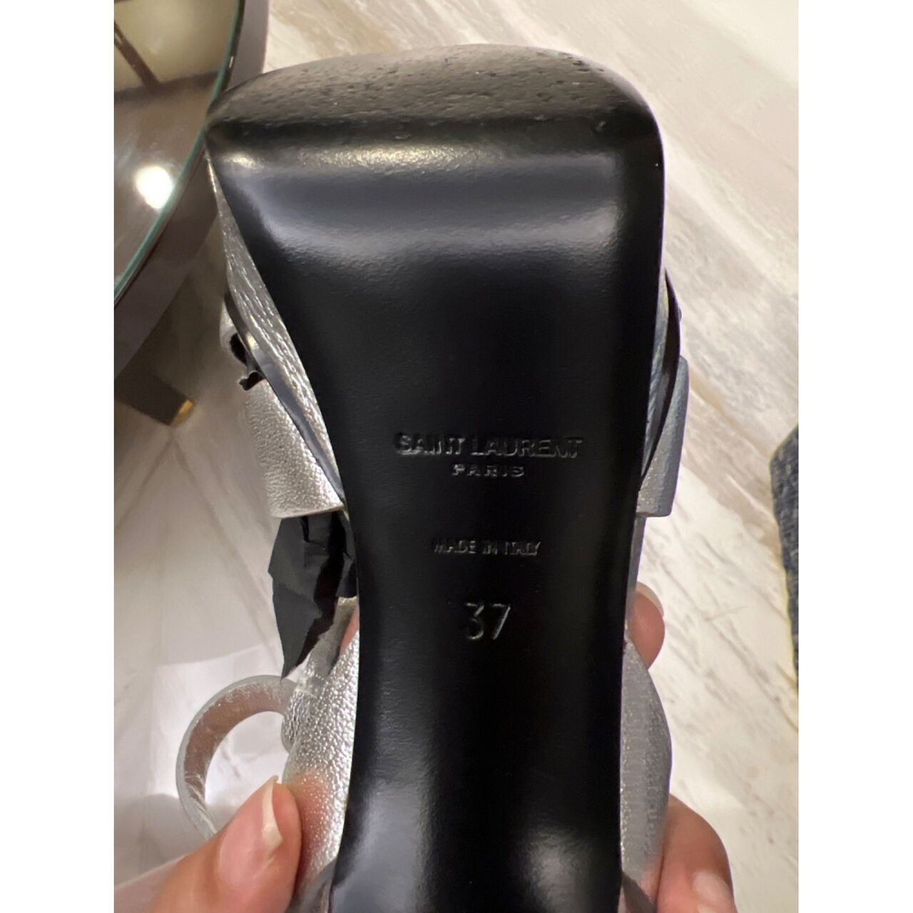 Saint Laurent Tribute Silver Heels