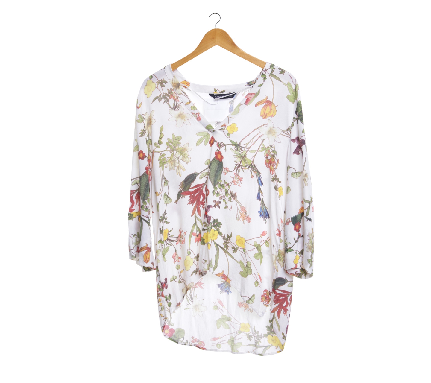 Zara White Floral Blouse