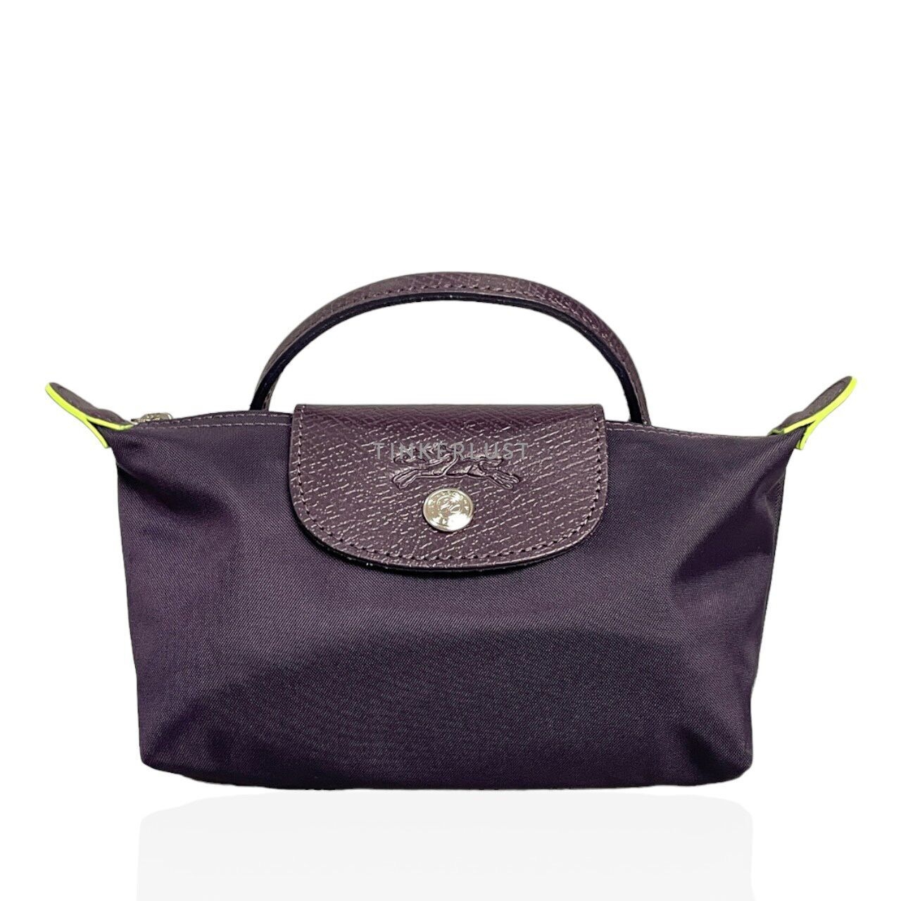 Longchamp Le Pliage Green Dark Purple Top-Handle Pouch