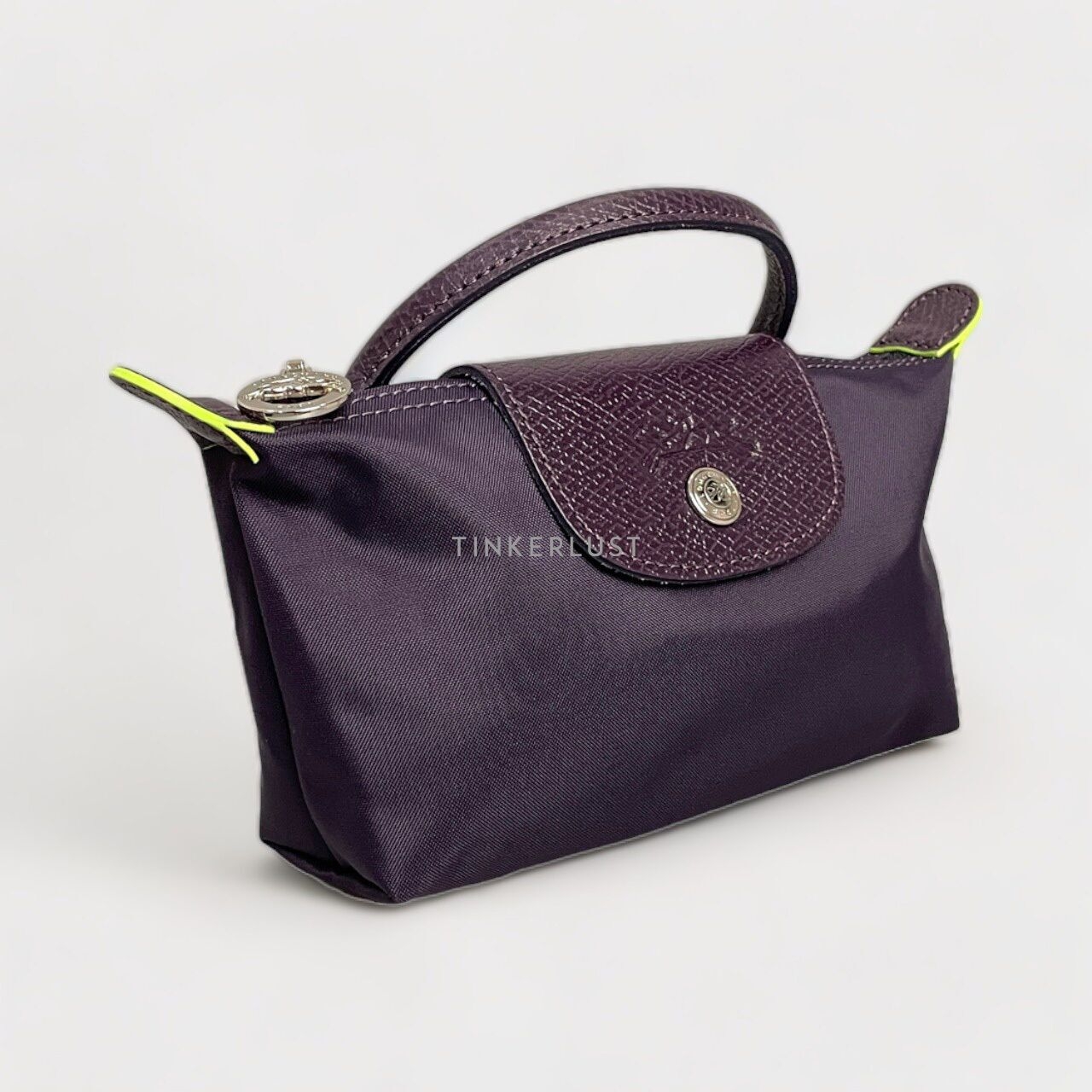 Longchamp Le Pliage Green Dark Purple Top-Handle Pouch