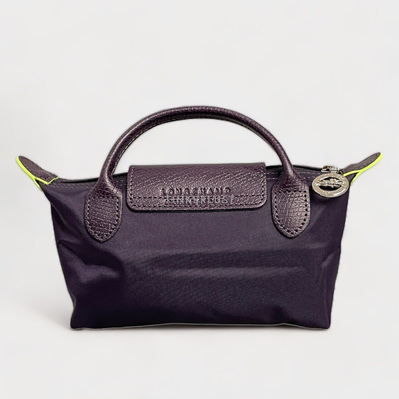 Longchamp Le Pliage Green Dark Purple Top-Handle Pouch