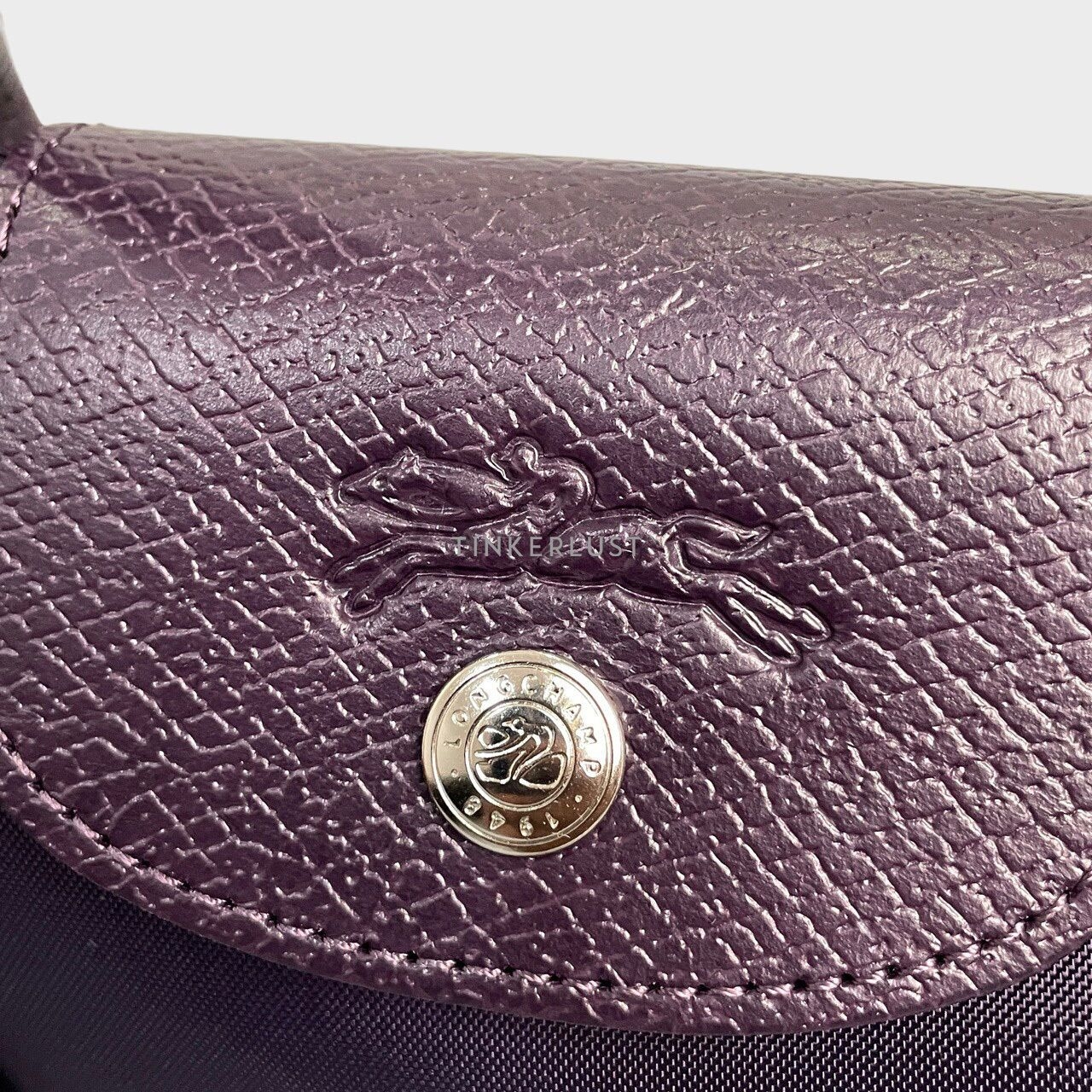 Longchamp Le Pliage Green Dark Purple Top-Handle Pouch